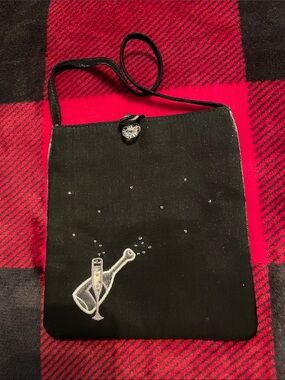 Old Navy Black Satchel with Champagne Embroidery